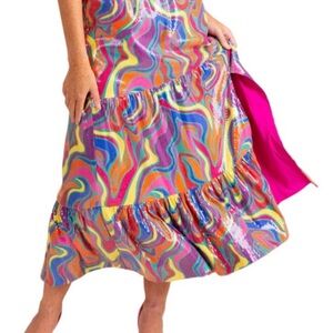 Alden Adair Multicolor Swirl Wonderland Sequin Maxi Skirt L NWT